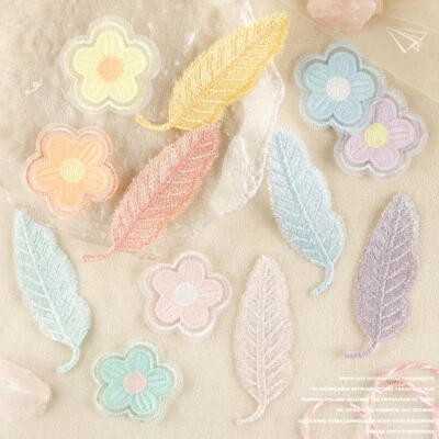 10PC Feather Lace Patches Flower Embroidery Applique for DIY Sew on Bridal Dress - Image 1 of 4