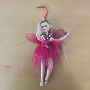  Porcelain Ballerina Christmas Hanging Ornament Fairy Lace Flower Butterfly - Picture 1 of 12