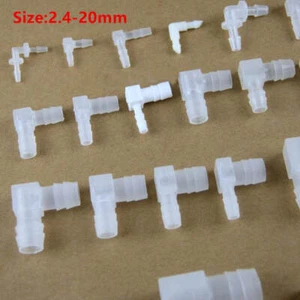 Plastic Equal Reducer Elbow Pipe Connector Barbed Air Water Hose Joiner 2.4-20mm - Picture 1 of 4