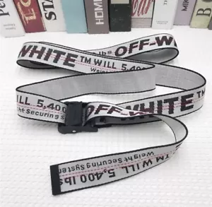 Cinturón tejido BLANCO ROTO para hombre plateado con logotipo industrial hebilla talla única ✅ - Imagen 1 de 2
