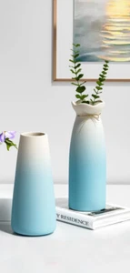 Matte Gradient Ceramic Vases, Modern Art Decorative Pieces (2 Pcs) - Picture 1 of 8
