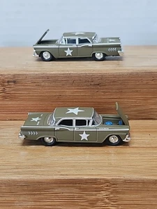 2 Mini Metals HO 1/87 Olive Green US Army '59 Ford Fairlane Custom 300  - Picture 1 of 5