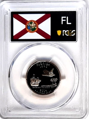 2004-S Clad Proof Florida State Quarter-PCGS PR 70 DCAM-State Flag - Image 1 of 4