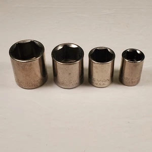 Craftsman -G- 3/8 drive 6pt Shallow Sockets Lot of 4 7/16" 9/16" 11/16" 3/4" USA - Picture 1 of 10
