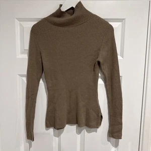 French Connection Mens Dark Beige Knit Turtleneck Size Medium  - Picture 1 of 5