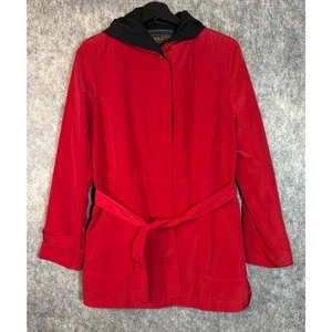 Pendleton Womens Polyester Red Belted Rain Jacket Small Hooded Waterproof EUC - Picture 1 of 9