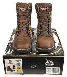 Georgia Boot Men's Carbo-tec FLX Brown Leather 8" Work Boots Size 9.5W GB00623 - Picture 1 of 22