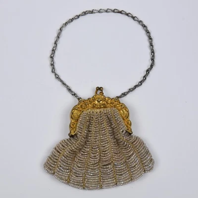 Bolso Monedero Vintage Alemán Plata Bostonia Micro Cuentas Foto 1 de 4