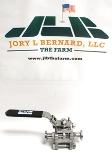 PARKER , 1/2" CLAMP SST BALL VALVE, LEVER OPERATED, 1000-PSI , 3-1/2" , SURPLUS - Picture 1 of 6