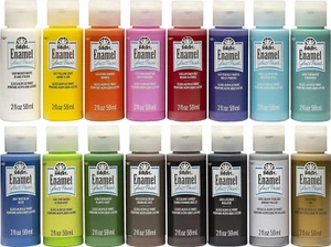 FolkArt USA Enamel Glass Paint Set 16 Colourc x 59ml Gloss Acrylic - Picture 1 of 10