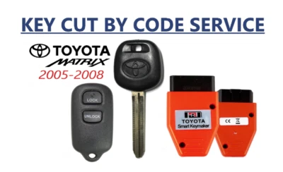 CORTADO POR CÓDIGO + Llave chip Toyota MATRIX 44D DOT + Control remoto 3B GQ43VT14T + Programador  Foto 1 de 4