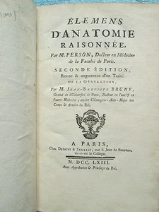 PERSON / BRUNY : ELEMENS D'ANATOMIE / TRAITE DE LA GENERATION, 1763. 7 planches. - Picture 1 of 12