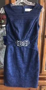 Eliza J Navy Blue Beaded Embellished Cocktail Party Dress Size 2 Sleeveless - Picture 1 of 21