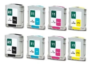 8x Ink Cartridges for HP Designjet 111 111Plus / No. 11 +82 CH565A with Chip Set - Zdjęcie 1 z 1