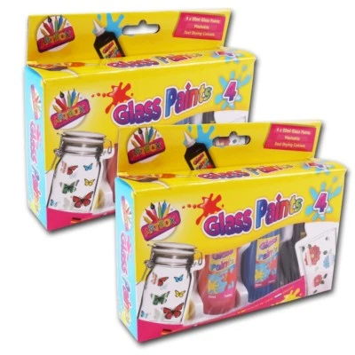 SET 8 Pezzi Colori Assortiti VERNICI VETRO Nero Contorno Acqua Arte Permanente