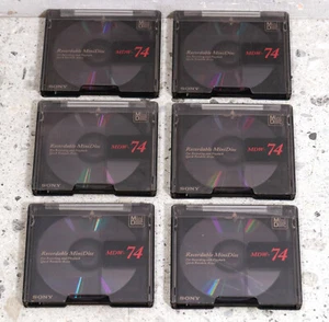 SONY MDW74 MINI DISC BUNDLE x 6 Recordable Minidiscs WORLDWIDE SHIPPING - Picture 1 of 6