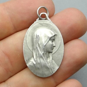 Französischer, antiker religiöser großer Anhänger. Heilige Jungfrau Maria, Heiligstes Herz. Medaille. - Bild 1 von 5