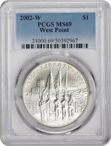 2002-W West Point Commemorative Silver Dollar MS69 PCGS - Picture 1 of 2
