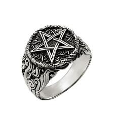 81stgeneration .925 Sterling Silver Pentagram Pentacle Fire Signet Ring