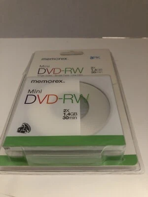 NEW NIP Memorex Mini DVD-RW 1.4GB 3 Total Pack SHIP N 24 HOURS - Image 1 of 4