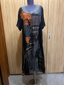 SARAH SANTOS COTTON BLEND PATCHWORK MULTICOLORED A-LINE MAXI DRESS-XL - Picture 1 of 13