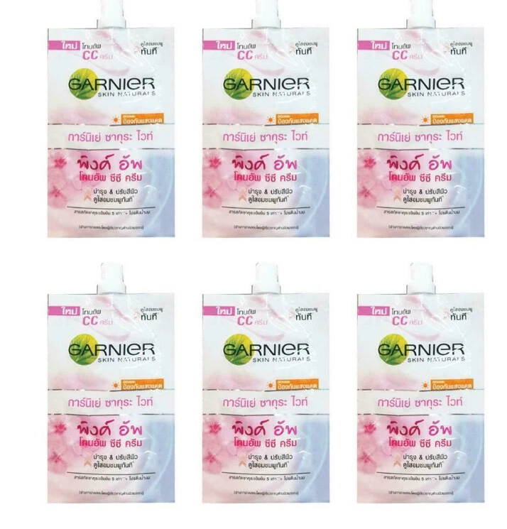 Garnier Sakura Whiten Bright Pink up Tone Up CC Cream 7 g 0.24 oz Box of 6 - Image 1 of 4
