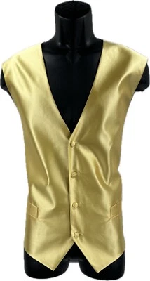 St. Patrick Men's Gold Vest 4 Buttons Black Back 100% Polyester Size XL - Image 1 of 3