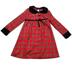 Holiday Editions Jacket Girls Size L (10/12) Red Gold Shimmer Tartan Plaid - Picture 1 of 5