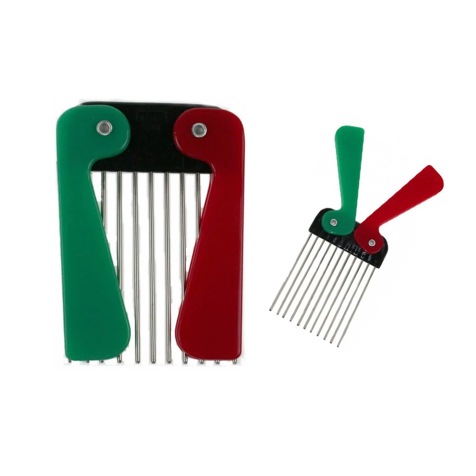 Barber Metal Pick Pettine Afro Metallo Barbiere Parrucchiere Capelli Richiudibil - Immagine 1 di 1