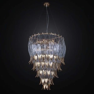 LAMPADARIO CONTEMPORANEO IN VETROFUSIONE ORO A 10 LUCI BGA 2612/S60 - Imagen 1 de 1