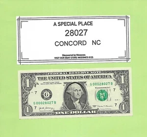 CODE POSTAL '28027' .. CONCORD, CAROLINE DU NORD ... 2017 $1 G 000 28027 B - Photo 1/1