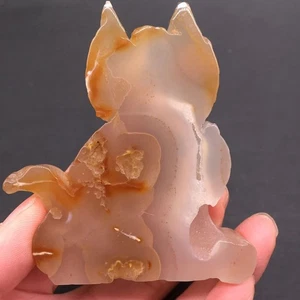 Natural Agate Geode Crystal Quartz Carved Cat Figurine Healing Decoration 2.98'' - Picture 1 of 7