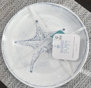 Sigrid Olsen Sea Shell Melamine Plates Shallow Bowls Set Of 4 Dessert Salad 9" - Picture 1 of 5