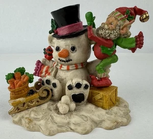 Enesco NORTH POLE VILLAGE Skipper Snowman Elf Vintage 1986 Sandra Zimnicki - Picture 1 of 15