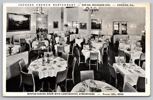 De colección Jacques Restaurante Francés Chicago Postal Invierno Comedor - Imagen 1 de 2