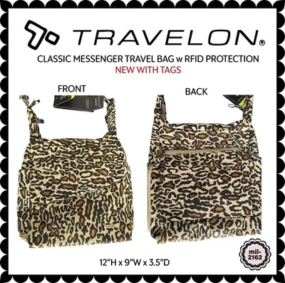 TRAVELON LEOPARD PRINT CLASSIC MESSENGER XBODY - NEW WITH TAGS - Image 1 of 4