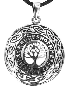 Colgante árbol de la vida grande de 925 runas de ley runa celta Furthark n.º 324 - Imagen 1 de 7