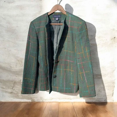 Blazer Preston & York Mezcla Lana Mujer’s 12 – Chaqueta a Cuadros Verde, Forrada Clásica Foto 1 de 4