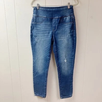 Jeans feminino Sonoma novo com etiquetas tamanho 8 cintura alta supermacio elástico azul - Imagem 1 de 4