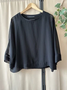 ZARA WOMAN Black Sheer Dolman sleeve Top M - Picture 1 of 7