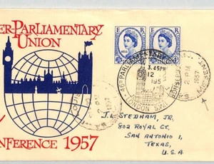 GB QEII 1957 FDC *Parliament Conference* ILLUSTRATED First Day Cover Texas XE205 - Picture 1 of 11