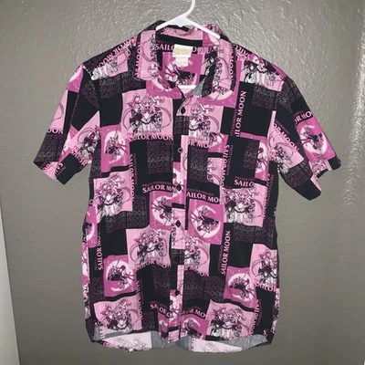 SAILOR MOON коробка обед исключение черный и розовый хлопок кнопка спереди рубашка маленький - Изображение 1 из 3