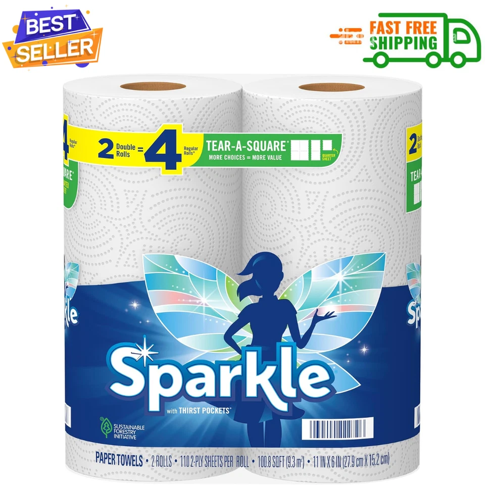 Sparkle Tear-A-Square Paper Towels 2 Double Rolls 4 Regular Rolls - 2 Counts