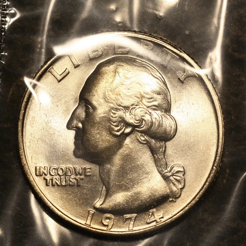 1974-P WASHINGTON QUARTER 25c  Gem BU  'Still in Original Mint Cello'    K337 Cover