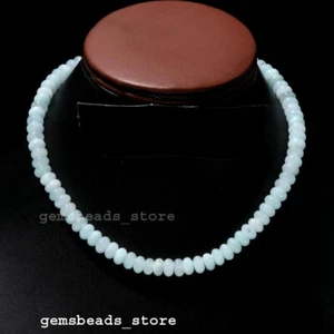925 Sterling Silver, Natural Aquamarine Quartz Smooth Gemstone Necklace 18" - Picture 1 of 9