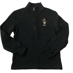 Ralph Lauren Polo Shirt Boys Size 6 Black Teddy Bear 1/4 Zip Pullover NWT - Picture 1 of 4
