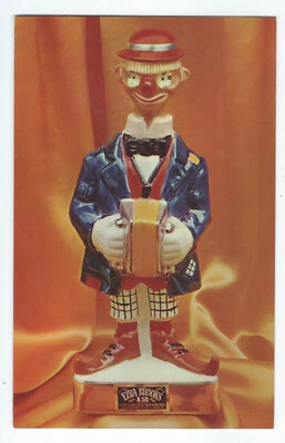 Vintage 1979 Clown Accordian Ezra Brooks Bourbon Whiskey Figural Bottle Postcard - Image 1 of 2