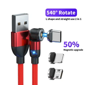 3 in 1 Magnetic USB Cable Fast Charging 3A Charger For Phone Type-C Micro iOS - Picture 1 of 14