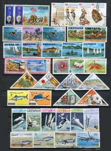 #62325 Grenada. Small collection of stamps (used & unused). TWO PAGES - Picture 1 of 2