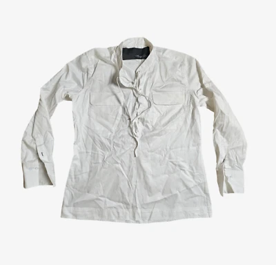 Top ojales de manga larga con puños Claridge + King XL blanco elegante algodón básico Foto 1 de 4